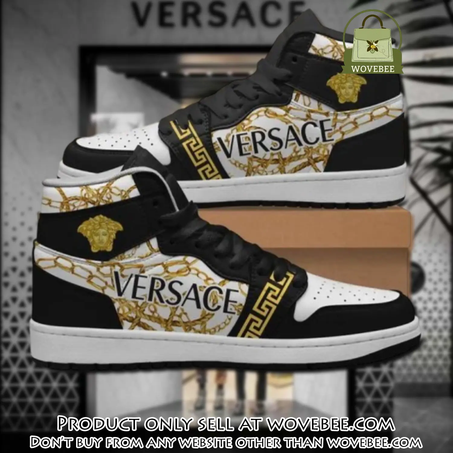 Black white gianni versace high air jordan sneakers shoes hot  gifts unisex wvb4321330